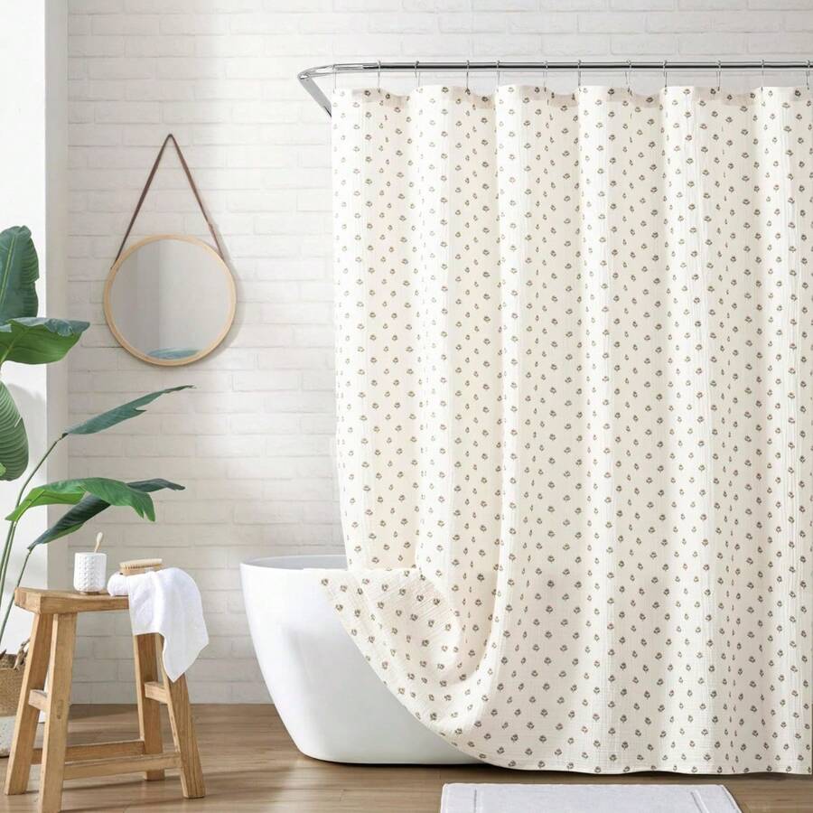 Peri Home 100% Cotton Fabric Shower Curtain For Bathroom, 72 X 72 Inches, Multi Block Print Gauze - Rèm tắm 1 - Xem 1
