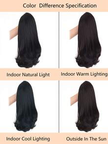 合成假发尾巴扭曲16英寸蓬松直发假发抽绳马尾辫接发自然日常派对使用 - 自然黑 - 查看 7