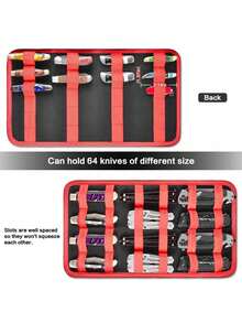 Knife Display Case For 66+ Pocket Knives. Folding Knife Holder, Butterfly Knives Storage Organizer, Knives Roll Collection Pouch Carrier Bag For Survival Tactical Outdoor For EDC Mini Knife - Box Only - 黑色 - 查看 4