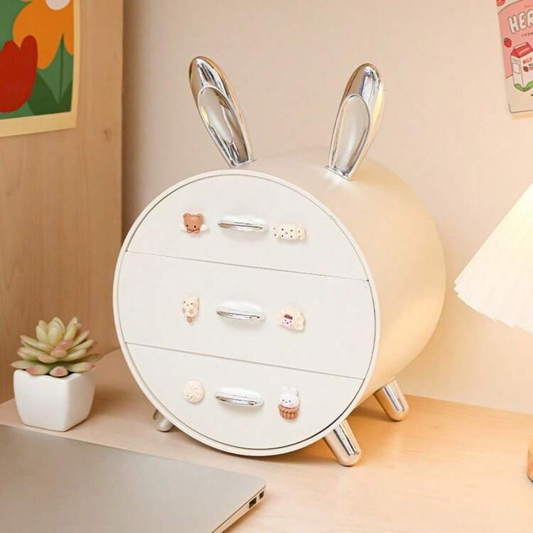 Multi-Layer Drawer Desk Organizer Box, Cute Rabbit Design, Student Dorm Makeup Storage , Makeup Room Decor - Multicolor - View 9