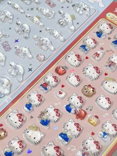 1张动漫卡通贴纸，可爱小猫咪图案，可重复使用防水贴纸，DIY手工贴纸，适用于DIY手机壳、DIY笔记本贴纸、DIY工艺品、笔记本电脑、礼品包装、派对装饰，是完美的节日礼物，也是送给粉丝和朋友的礼物。