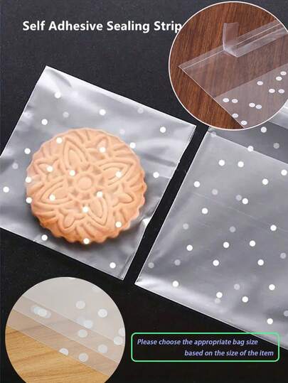 100pcs Self-Adhesive Cookie Bags, DIY Plastic Candy Bags, Decorative Gift Bags, Cellophane Candy & Pastry Packaging Bags, Christmas Party Gift Bags, Suitable For Christmas, Birthday Party, Wedding, Holiday Party Gifts