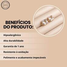 Brinco Cravejado Quadrado Feminino Dourado - Dourado - Visão 3