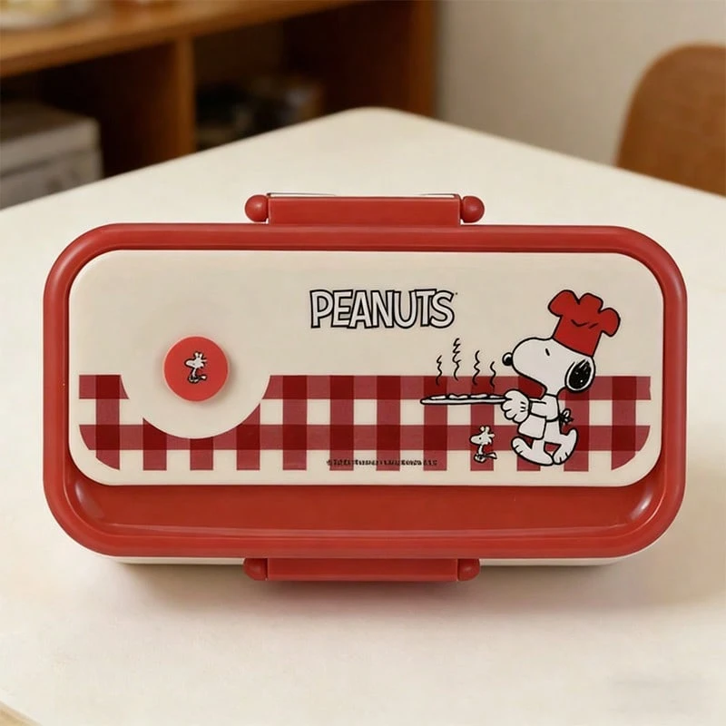 Miniso Snoopy Checkered Series Bento Box - Red & White Plaid Design,Seal Buckle Design Material Daily Commute/Picnic Portable Lunch Container (1 PC) - Multicolor - View 1