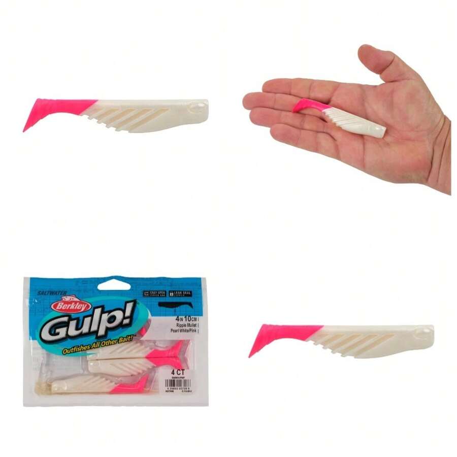 4 Inch Pearl White Pink Saltwater Ripple Mullet Fishing Lure - 1 - View 1