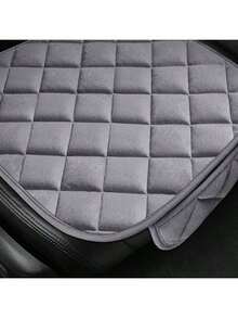 Set 2 perne auto din pluș (1 pernă pentru scaun + 1 spătar) - Potrivit pentru scaunul față individual în timpul iernii, design cu grilă în spic de hering, ușor de prins, potrivit universal pentru sedanuri și SUV-uri (negru/violet/gri/maro/roșu/bej) - Vizualizare 5