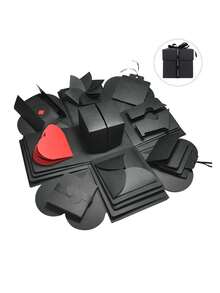 1set Square Surprise Explosion Gift Box - DIY Scrapbook & Photo Album Kit With Multiple Accessories, Handmade Love Memory Box Ideal For Birthdays, Valentine's Day, Mother's Day, Wedding Anniversaries, Creative Gift Box - Black - View 5