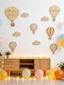 热气球和云朵墙饰，波西米亚风格，婴儿房装饰，新生儿派对装饰，适用于卧室、教室、游戏室墙面装饰，房间配件 - 彩色 - 查看 7