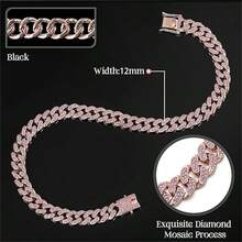 1pc Bling Rhinestone Embellished Cuban Link Pet Dog Necklace, 12mm Wide Rose Gold Chain, Hip Hop Collar Accessory For Small/Medium/Large Cats & Dogs, Suitable For Daily Wear And Holiday Gifts - Multicolor - View 3