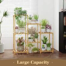 Bamboo Plant Stand Indoor Boho Plant Shelf Tiered Plant Rack For Multiple Plants 3 Tiers 7 Pots Ladder Plant Holder Plant Table For Plant Pots Home Dr For Gardening Gifts Nature Color,37148572 - 棕色 - 查看 2