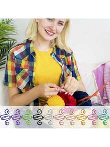 EstiloAFUNTA - 10 anillos de ganchillo ajustables para tejer dedos, ganchillo, suministros de ganchillo, soporte de hilo, contadores de puntadas para ganchillo con caja de almacenamientoVersión mejorada - 1 - Ver 9