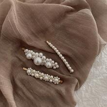 2026 New Korean Internet Celebrity Hair Clip Retro Baroque Handmade Pearl Women's Hair Accessory Side Clip Girl Bangs Clip Bobby Pin - 小花朵 - 查看 3