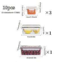 10pcs Food Storage Containers With Lids, Snap Lock Airtight Transparent PP Material Meal Prep Containers, Suitable For Vegetables, Fruits, Pasta, Etc. Stackable And Reusable, Ideal For Organizing Fridge, Pantry And Kitchen - Awaoko Brand - Multicolor - View 6