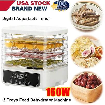 Household Food Dryer, 5-Layer Adjustable Temperature Dryer, Compact Dehydrator & 72H Digital Timer & LED Display & Touch Control, Electric Food Dryer For Fruits, Vegetables, Meat, Jerky, Herbs, Mushroom, Beef, Snacks