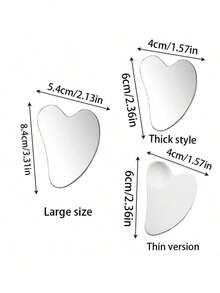 1/2pcs Stainless Steel Heart-Shaped Gua Sha Tool, Suitable For Facial Massage, Portable Muscle Relaxation Massage Board, Stainless Steel Facial Gua Sha Tool - Facial Massage Tool - Smooth And Sturdy Metal Gua Sha Tool, For Face And Body, Reduces Swelling - Gua Sha Massage Tool, Heart-Shaped Design, Silver Color, Stainless Steel Facial Gua Sha Tool, For Facial Metal Gua Sha, Tightens Skin, Full-Body, Eye, And Neck Massager. - 彩色 - 查看 3