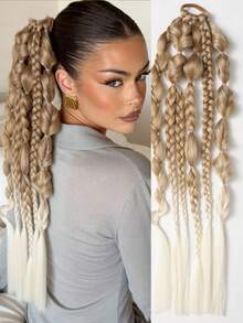 Extensiones de cabello hechas a mano de 24 pulgadas con trenzas de burbuja de colores mixtos - Estilo de vacaciones, adecuadas para todo tipo de cabello - Multicolor - Ver 14
