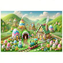 1 Stück Retro-Stil Ostern Fotografie Hintergrund, bunter Holzzaun und Blumen Design, Polyestermaterial, ohne Strom, für allgemeine Zwecke, ohne Federn, geeignet für Geburtstagsfeiern und Fotografie Bereiche. - Verschiedenfarbig - Übersicht 4