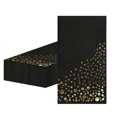 20pcs/40pcs/100pcs Black Dinner Guest Napkins Black And Gold Dinner Napkins Black Beverage Napkins Disposable For Bar Wedding Birthday Graduation Anniversary Cocktail Birthday Party Decorations