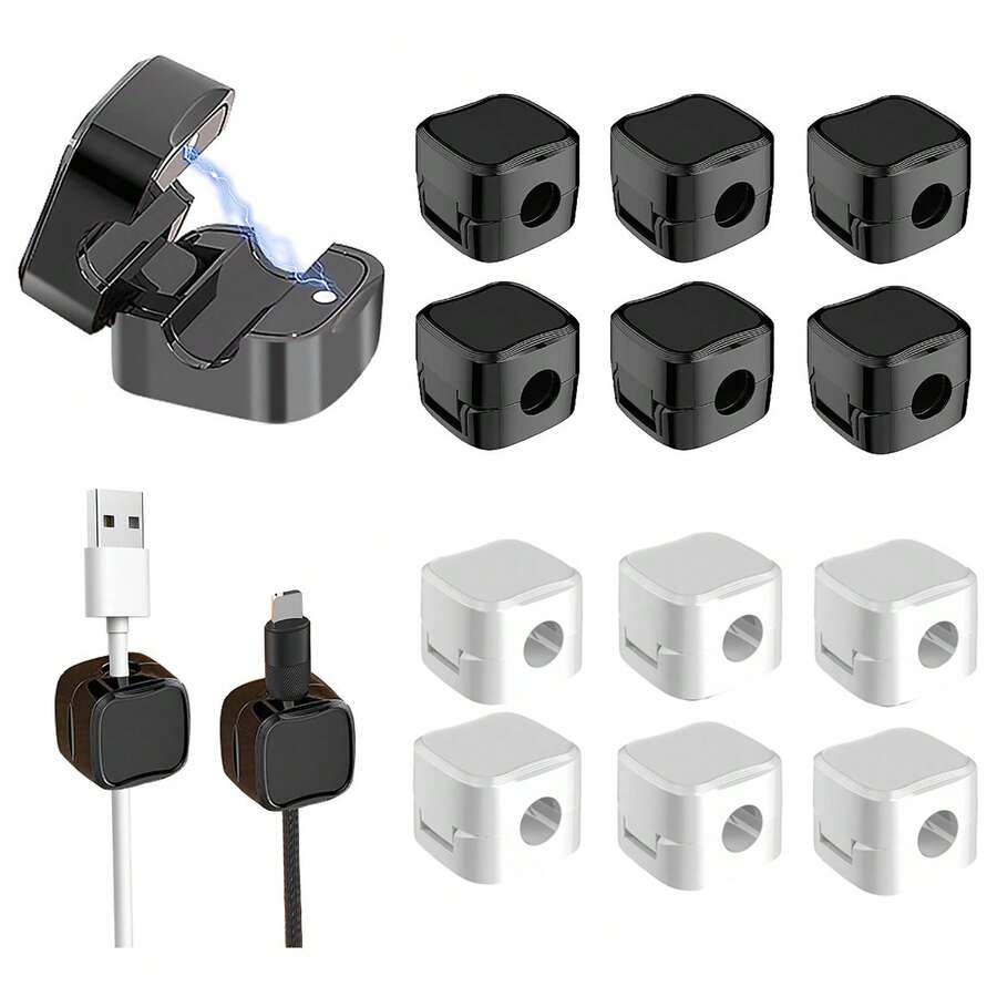 3/8pcs Magnetic Cable Organizer Clips, Adjustable Cable Holder, Under Desk Wire Management Clips For Home, Office, Kitchen