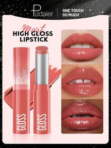 Pudaier Moisturizing Waterproof Lipstick With Mirror - Glossy Creamy Finish, Suitable For All Skin Types - Multi-Pack, Adult Berry Tones, Creamy Texture, Creates Plump Glossy Lips - #06 - View 1