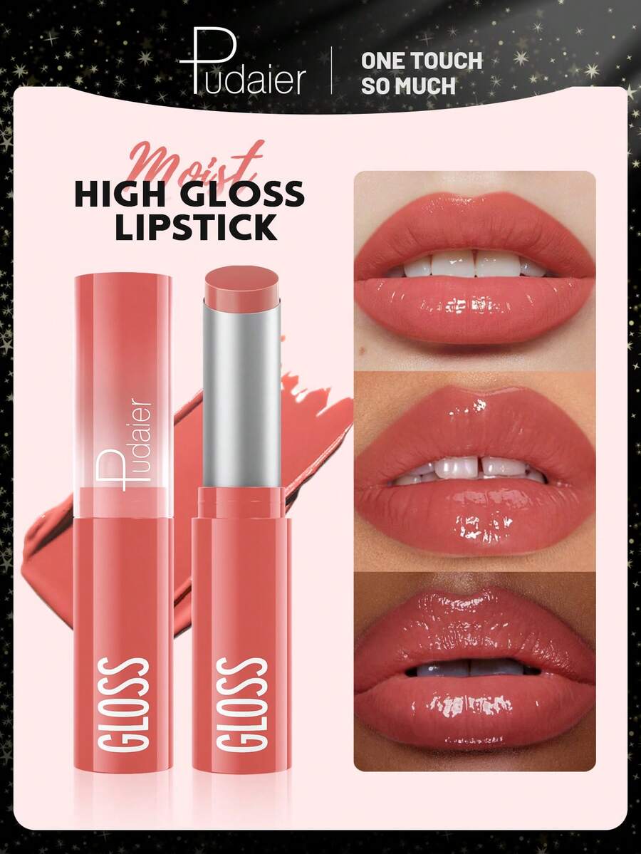 Pudaier Moisturizing Waterproof Lipstick With Mirror - Glossy Creamy Finish, Suitable For All Skin Types - Multi-Pack, Adult Berry Tones, Creamy Texture, Creates Plump Glossy Lips - #06 - View 1