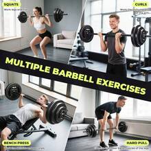 Barbell Weight Set For Lifting, 45 LB Weight Bar Set With Adjustable Free Weights For Workout Bar For Exercise Build Muscle In Home Gym - Default - View 4