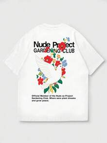 Fractyr Fractyr 男士春夏简约鸽子花卉印花圆领短袖T恤 | 基础款街头休闲上衣 - 送给男友的完美礼物 - 白色 - 查看 9