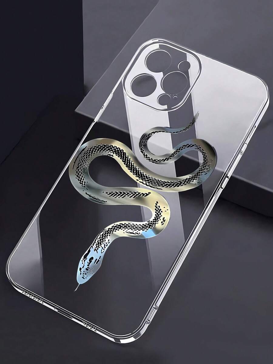 Funda para teléfono con diseño de serpiente plateada, compatible con iPhone 16, 15, 14 Pro Max, 13, 12, 11, XR y XS Plus. Fabricada en silicona TPU, ofrece protección contra golpes y caídas, además de una excelente sensación al tacto. Es el regalo ideal para familiares, amigos y seres queridos. - transparente - Ver 1
