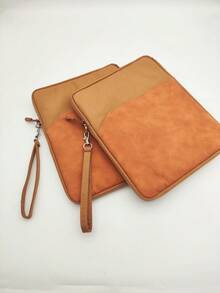 1pc Polyester Material Pink Lightweight Zipper Large Capacity Multi-Layer Electronic Notebook With Padded Travel Protective Case, Suitable For 8"/11"/12.9" Tablets - Brown - View 10