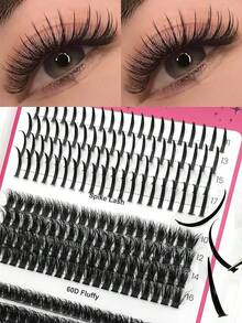 16 Pairs Spiky Fluffy False Eyelashes, Cartoon Style Spiked Cluster Lashes, Fairy Cluster Lashes, 4-In-1 Lash Clusters, 304pcs, 10/12/14/16mm Cluster Lashes Extension, Faux Mink Strip Lashes, Thick Lash Clusters, 60D/80D/100D Mixed Individual Lashes, Full Coverage, DIY Lash Extension At Home