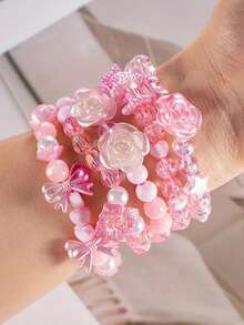 748颗6-20毫米24格爱心色珠子，亚克力珠子。蝴蝶结心形珠子。DIY手链、项链、手机饰品。 - 紅粉紅色 - 查看 4