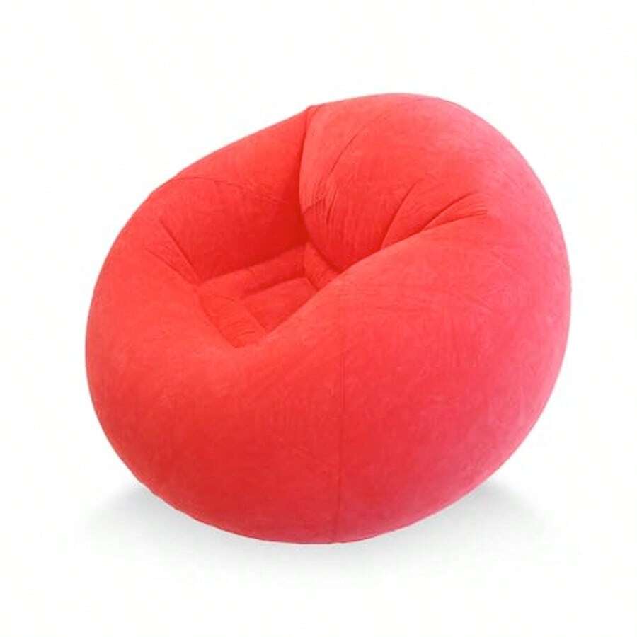 45x45x28 Inflatable Beanless Bean Bag Chair Lounge Sofa - Red - 紅色 - 查看 1