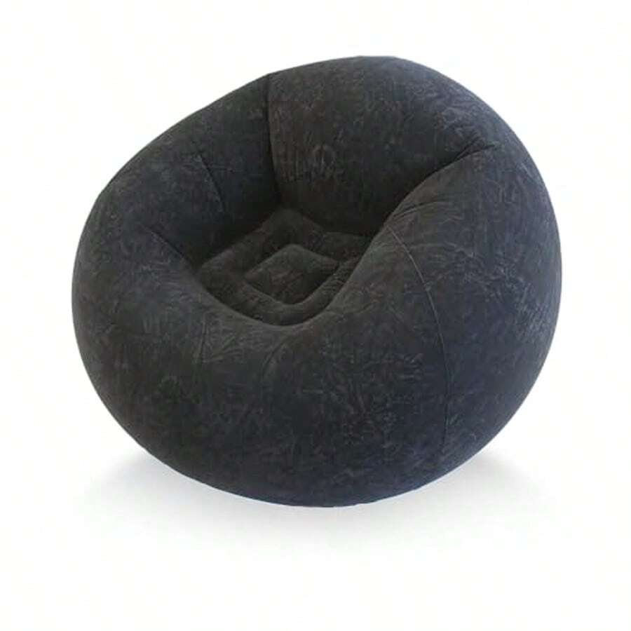 45x45x28 Inflatable Beanless Bean Bag Chair Lounge Sofa - Black - 黑與白 - 查看 1