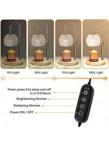 EstiloCalentador de velas con altura de temperatura ajustable, calentador de velas  para recámara con 2 bombillas para velas enlatadas, velas perfumadas en tarro de vidrio… (Bulb2)Versión mejorada - Círculo claro - Ver 5