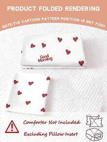 1/2pcs Set Heart Print "Good Morning" Bedding Set For Kids, Creates Cozy Atmosphere - Multicolor - View 2