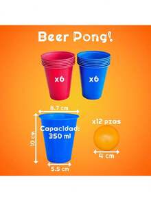 EstiloGRUPO CARNAVALLIA Drinking Game Juego Divertido para Fiestas Beer Pong 12 Vasos de 500 ml y 12 Pelotas Juego para Beber Shot SportVersión mejorada - 1 - Ver 3