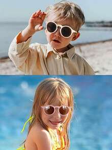 3pcs/Set Kids Unisex Classic Asymmetrical Round Fashion Glasses - Multicolor - View 3