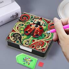Bộ tranh đính kim cương 5D - Sổ tay/Hộp ghi nhớ họa tiết Mandala 9 ô - Quà tặng thủ công độc đáo, Bộ tranh đính kim cương, Hình tròn bất đối xứng, Quà tặng thủ công độc đáo cho bàn làm việc văn phòng và nhà - Nhiều màu - Xem 16
