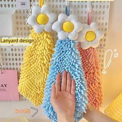 1/3条装超强吸水珊瑚绒厨房巾 - 可爱花卉图案，柔软可重复使用，适用于手部和表面清洁，OPP袋包装，是居家使用的理想之选，也可作为装饰巾、吸水巾、浴室/厨房装饰布或厨房毛巾使用。