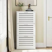 VECELO Shoe Storage Cabinet For Entryway With 3 Flip Drawers Slim Hidden Free Standing Organizer For Narrow Hallway - trắng - Xem 7