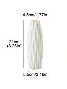 1个塑料花瓶，白色陶瓷外观花瓶，北欧白色塑料花瓶，不易碎，适用于郁金香插花，家居装饰，可放置于桌面、书架、壁炉架、玄关和餐桌摆设中。 - 白色 - 查看 3