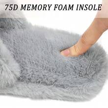 Rosoz Women's Soft Pl 11ush Fuzzy Slippers Memory Foam Anti-Skidsssss Sole House Bedroom Shoes Indoor Outdoor Open Toe FSandssals,Grey-A1112Women910Men - 灰色-a1112女款910男款 - 查看 4