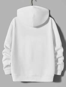 Simple Studio | Áo Hoodie Nam Màu Trơn Tay Dài Vai Rủ Có Dây Rút Túi, Phong Cách Thường Ngày, Thu/Đông, Mùa tựu trường - trắng - Xem 4