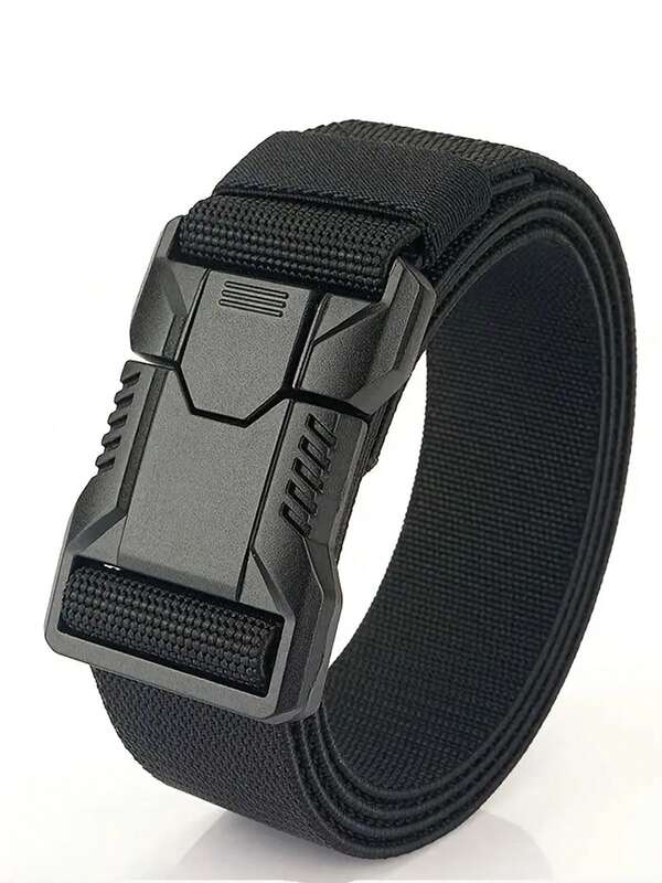 Cinturón táctico elástico para hombres con hebilla de aleación, cinturón de nailon para uso casual y deportivo al aire libre, correa automática para pantalones de entrenamiento militar