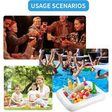 2个充气冰块，自助餐台服务 - 烧烤、野餐、泳池派对用品，自助沙拉、食品和饮料托盘，适合派对、野餐和露营（23.6英寸）