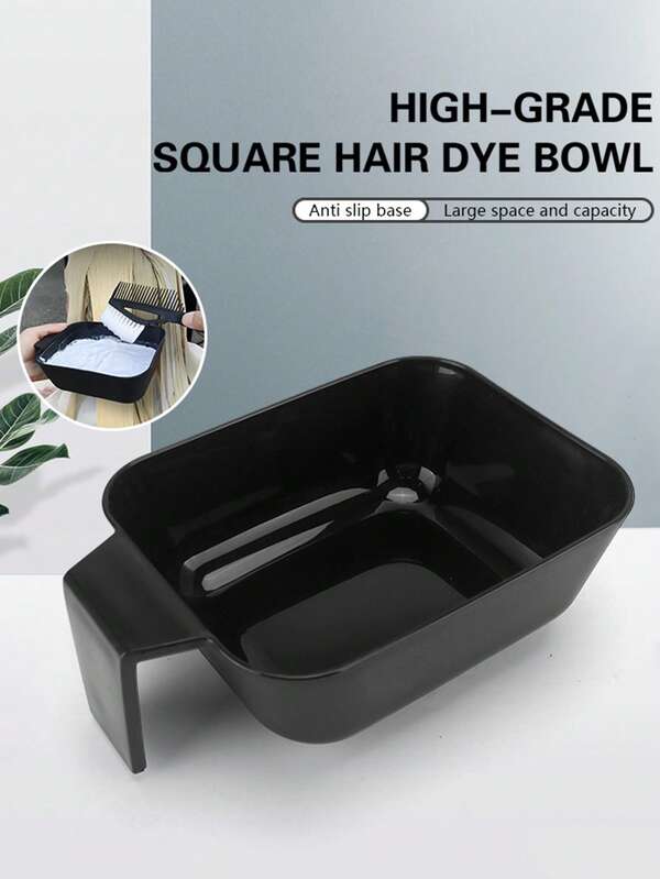 طقم وعاء وفرشاة صبغ الشعر، وعاء صبغ شعر بلاستيكي مربع وفرشاة تطبيق