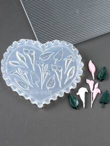 心形硅胶美甲雕刻模具，3D花叶造型模具，压花板，UV凝胶打印模板，美甲工具 - 無色 - 查看 6