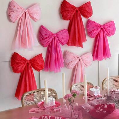 1pc Giant Wall Bow, DIY Hanging Valentine's Day Party Bow Decor, Suitable For Trees, Doors, Windows - Lovely Home Room Party Birthday Wedding Decoration. Valentine's Day Decor.