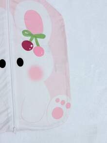 1pc Newborn Baby Girl Cute Rabbit & Cherry Print 3D Sleeping Bag, 1.5 Tog, Comfortable & Skin-Friendly, Suitable For Spring/Summer, Ideal Home Accessory For Adorable Infants - Pink - View 4
