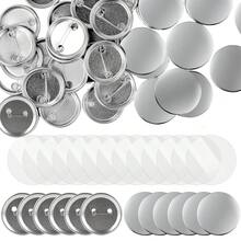 200 Sets Button Maker Supplies, 32mm (1.25 Inch) Round Badge Parts Kit, Metal Shells & Pin Back Covers With Clear PVC Films, Blank Button Components For Badge Press Machine, Personalised DIY Craft Souvenirs - Silver - View 4